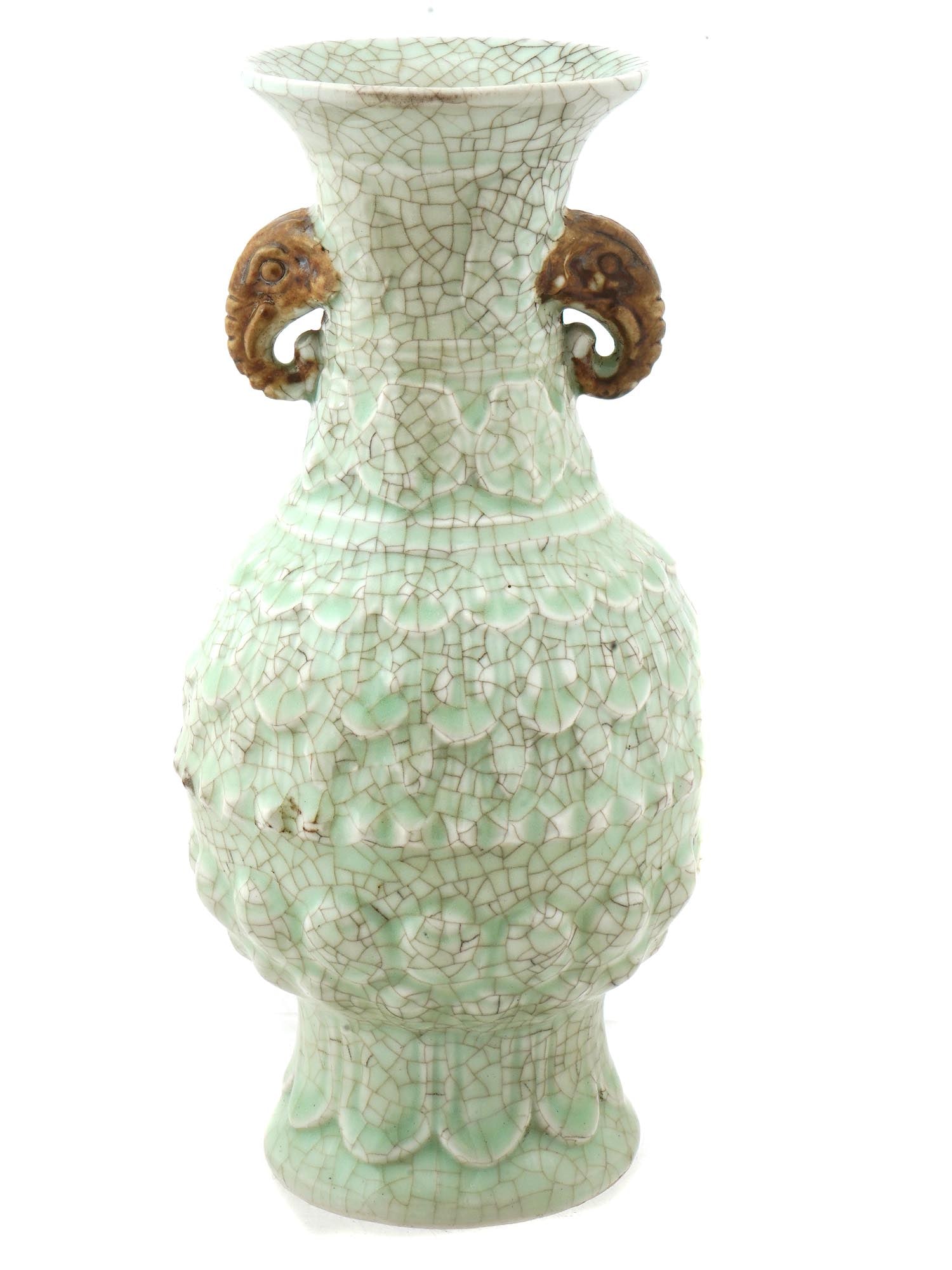 CHINESE QING CELADON CRACKLE GLAZE PORCELAIN VASE (1 of 6)