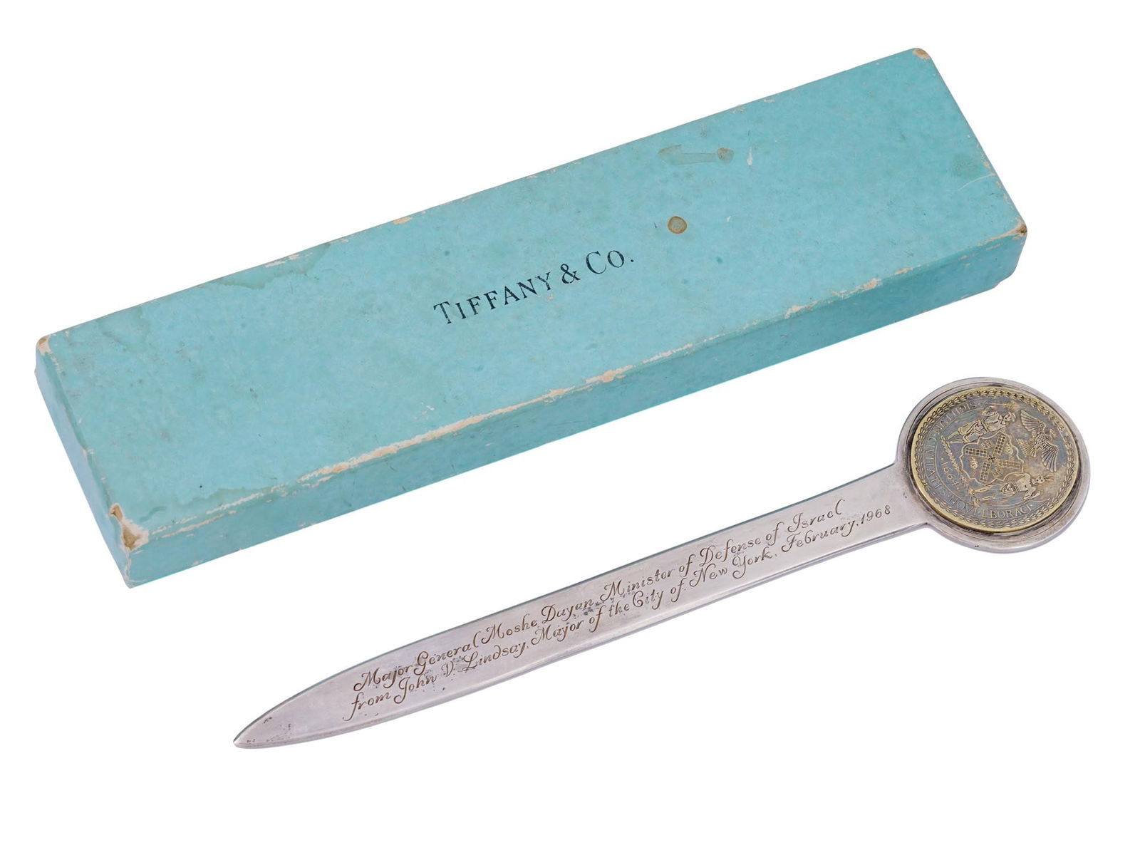 TIFFANY LETTER OPENER GIFTED TO MOSHE DAYAN BY NYC 1968 (1 of 6)