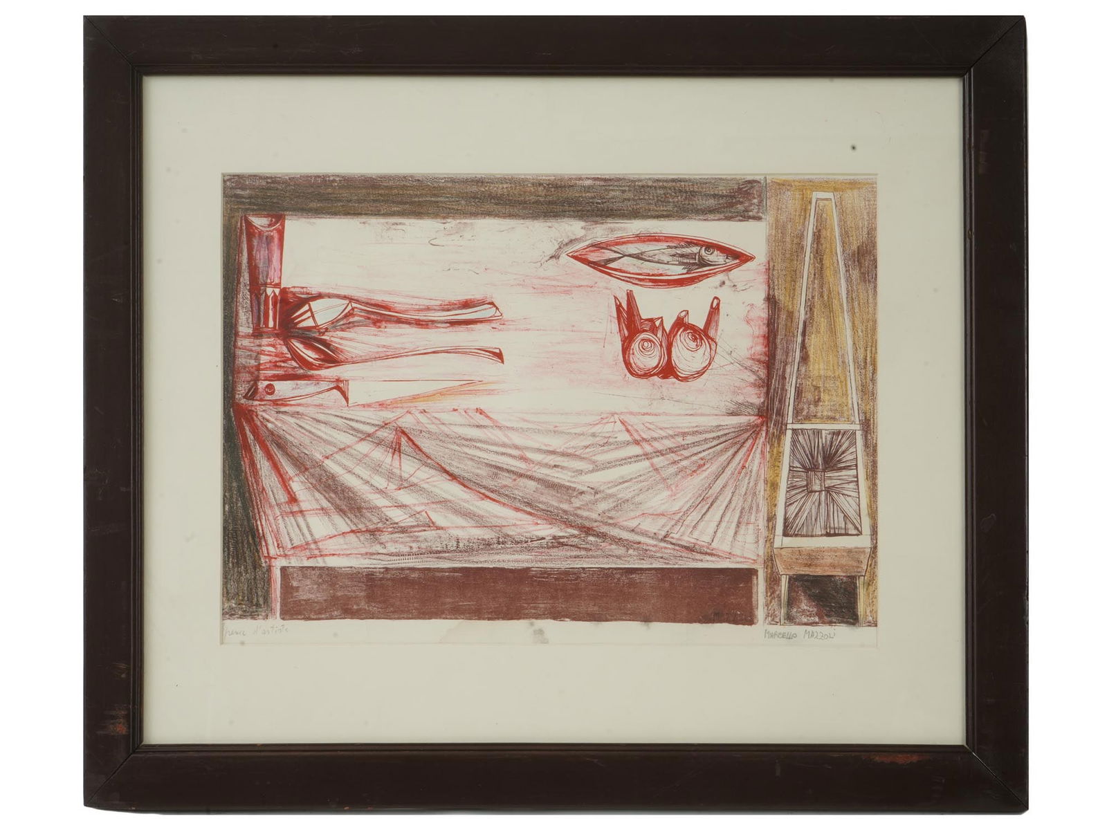 SURREAL ITALIAN LITHOGRAPH BY MARCELLO MAZZOLI (1 of 5)