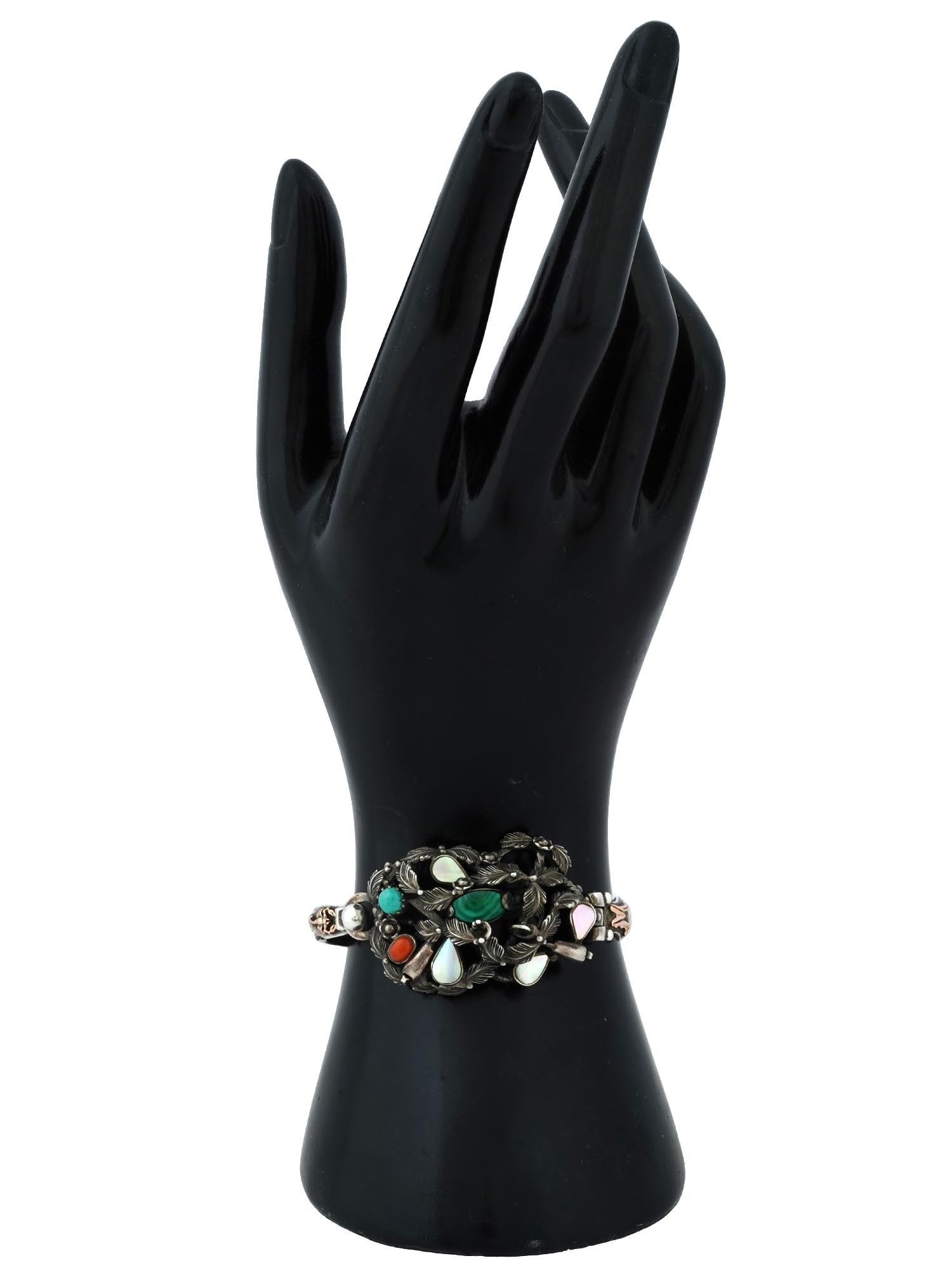 RUSSIAN SOVIET ERA SILVER GOLD GEM STONES BRACELET (1 of 7)