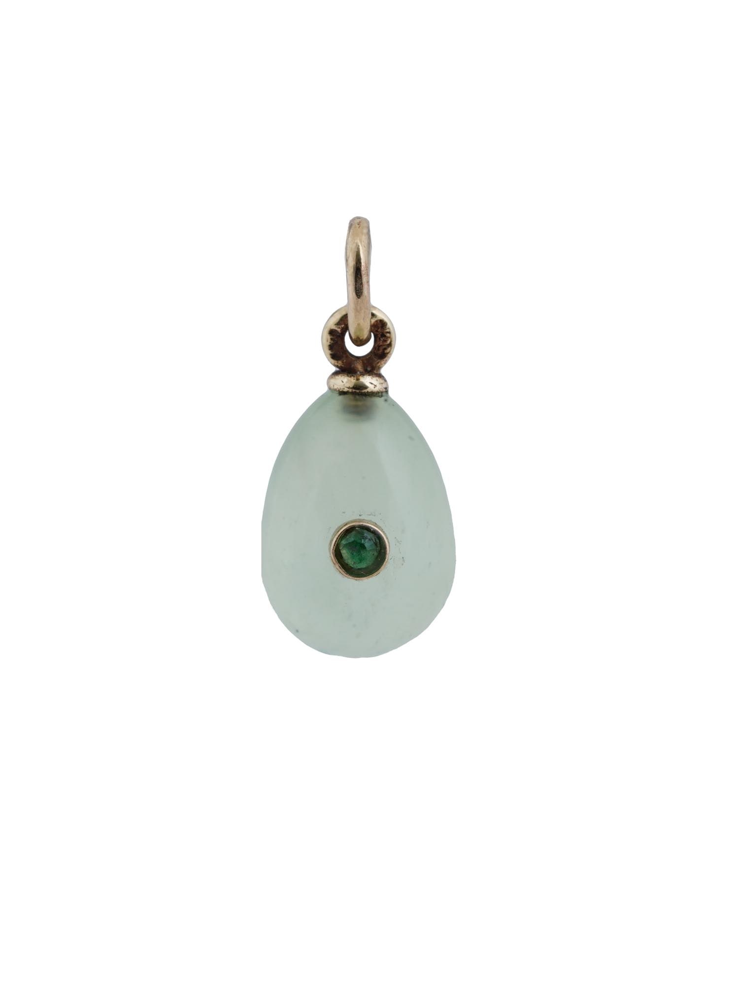 RUSSIAN 14K GOLD CARVED BAVENITE EASTER EGG PENDANT (1 of 5)