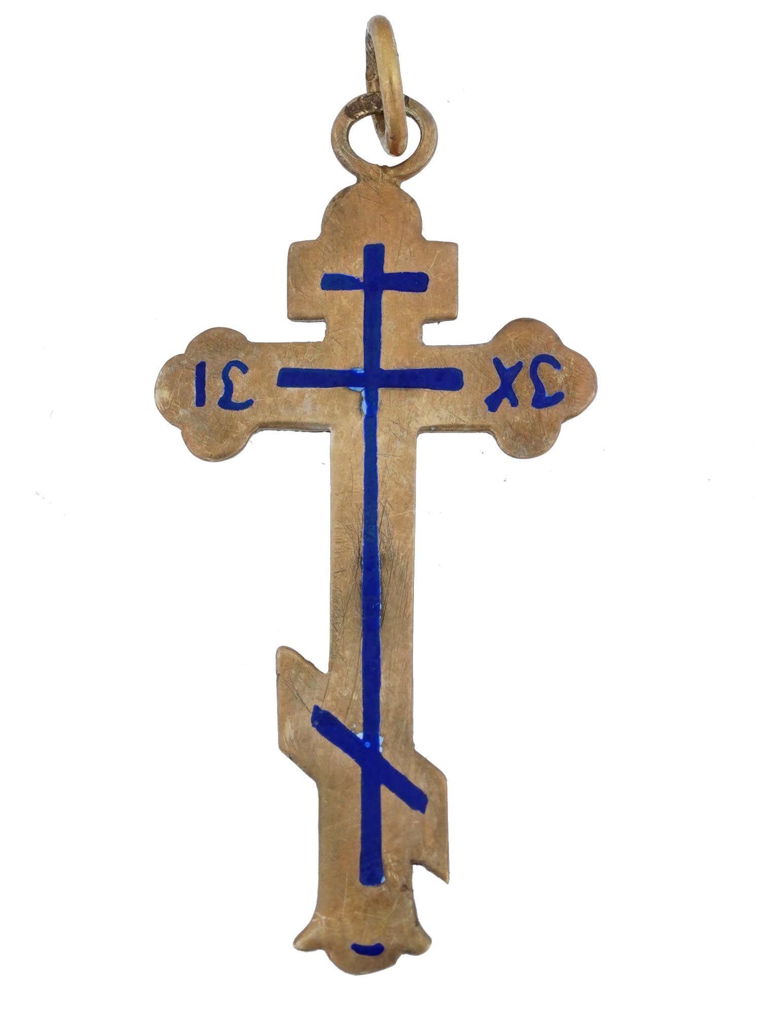 RUSSIAN ORTHODOX SILVER CHAMPLEVE ENAMEL CROSS PENDANT (1 of 3)