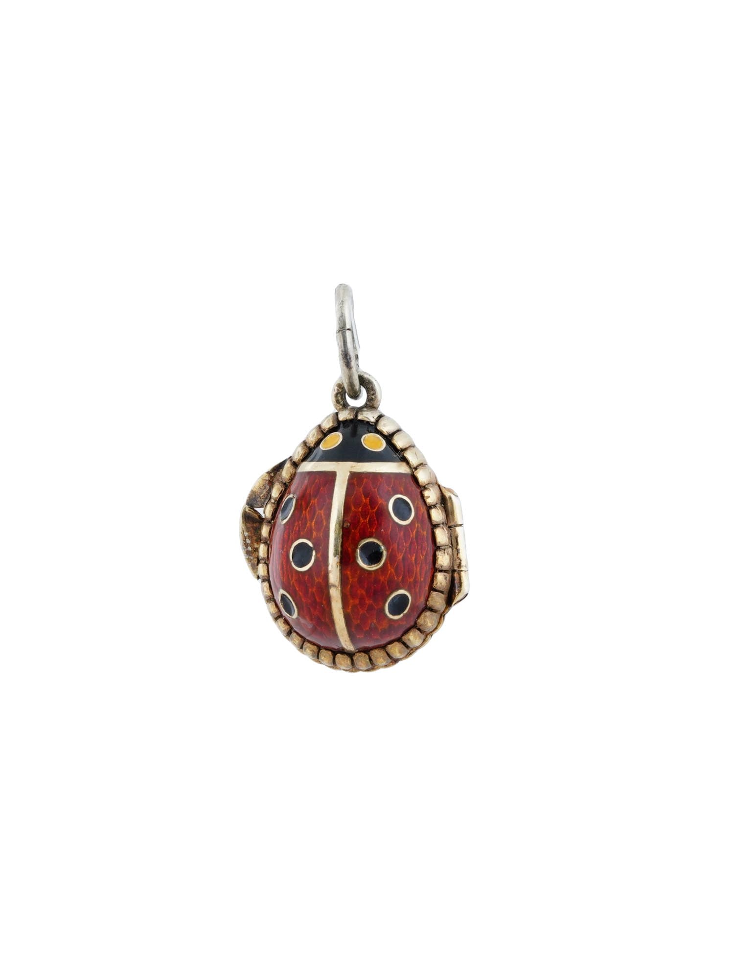RUSSIAN SILVER GUILLOCHE ENAMEL LADYBUG LOCKET (1 of 6)