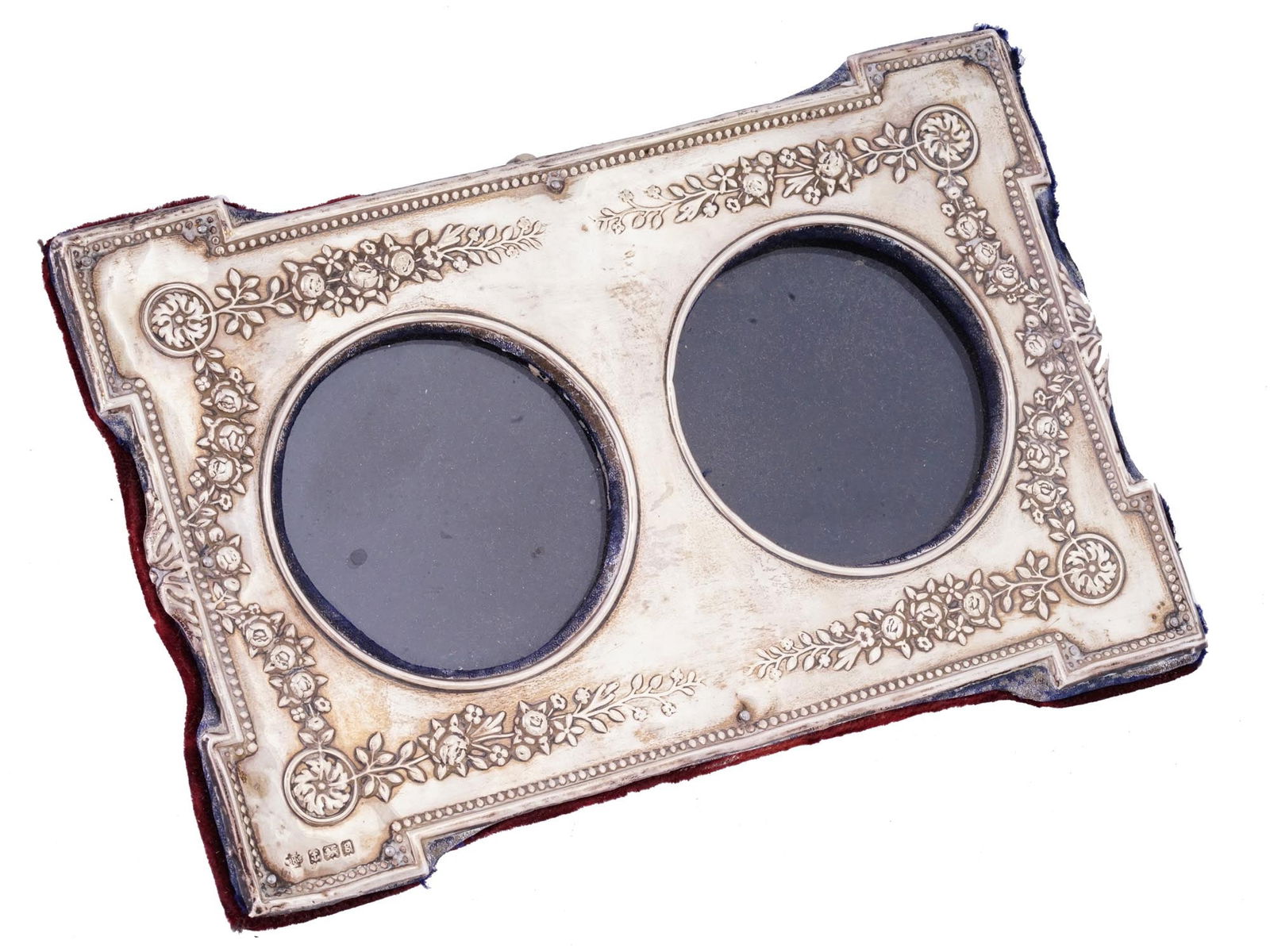 ANTIQUE ENGLISH SHEFFIELD SILVER DOUBLE PHOTO FRAME (1 of 6)