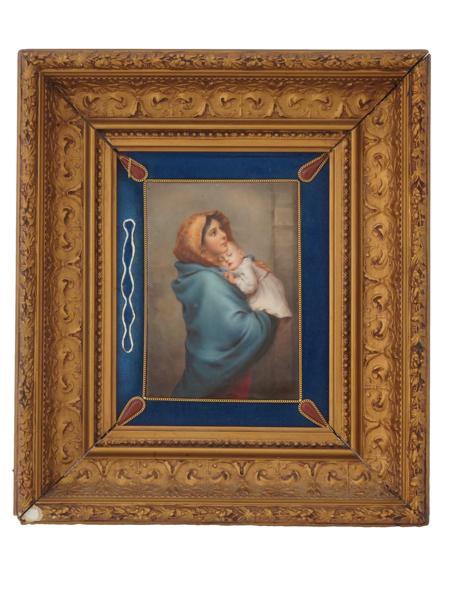 ANTIQUE MADONNA FERUZZI PAINTING ON PORCELAIN C 1900 (1 of 7)
