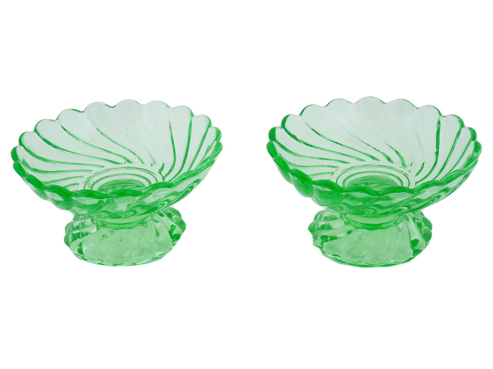 VINTAGE PAIR OF GREEN GLASS BACCARAT CANDY BOWLS (1 of 4)