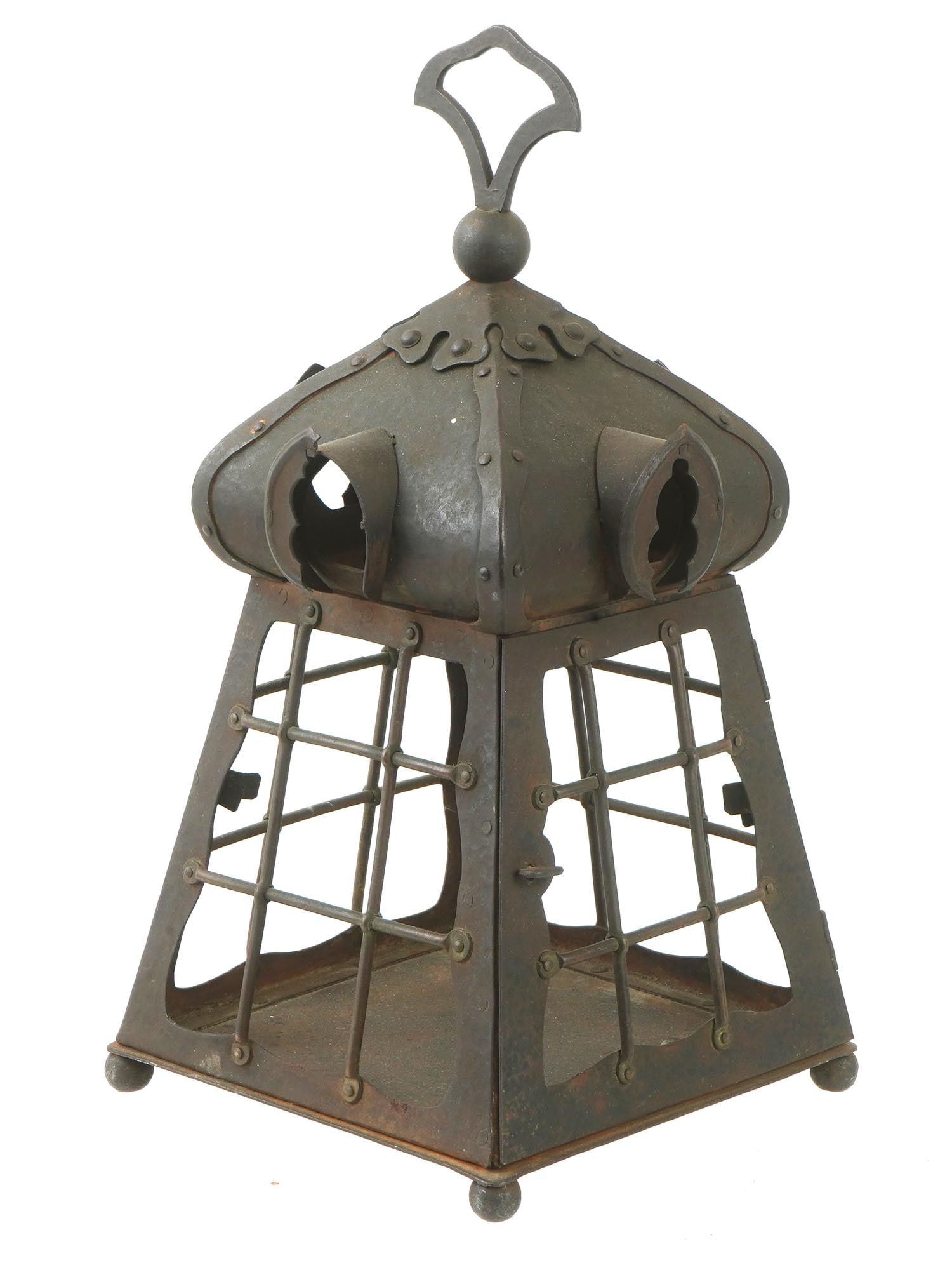 VINTAGE WROUGHT IRON PENDANT LANTERN CA MID 20TH C (1 of 5)