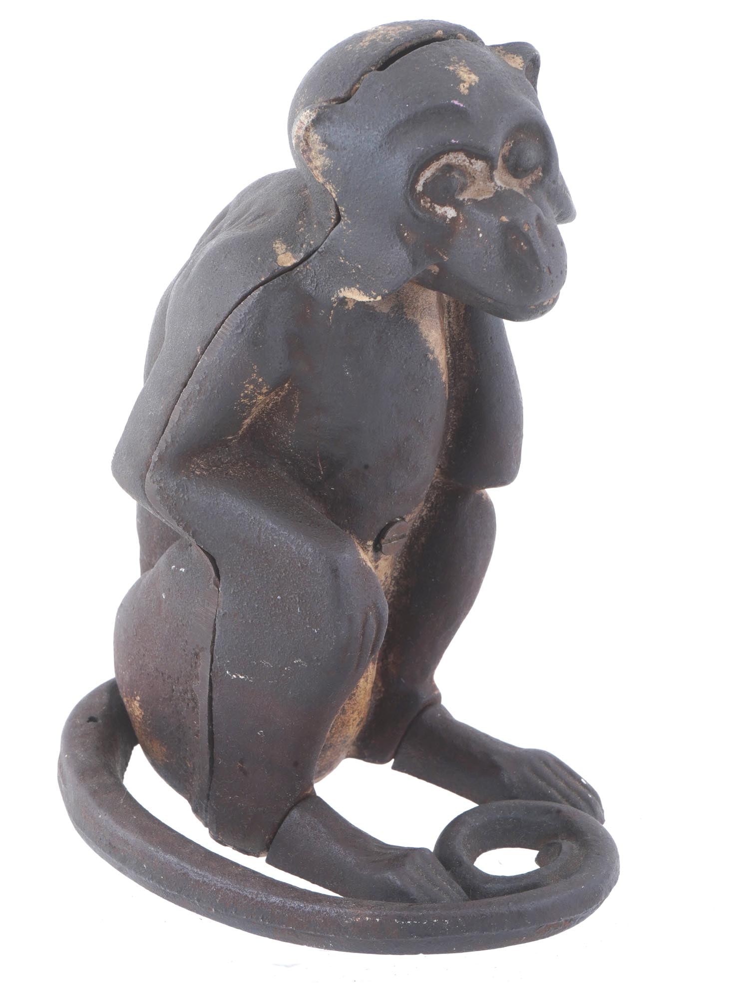 RARE ANTIQUE HUBLEY MONKEY CAST IRON BANK DOOR STOP (1 of 7)