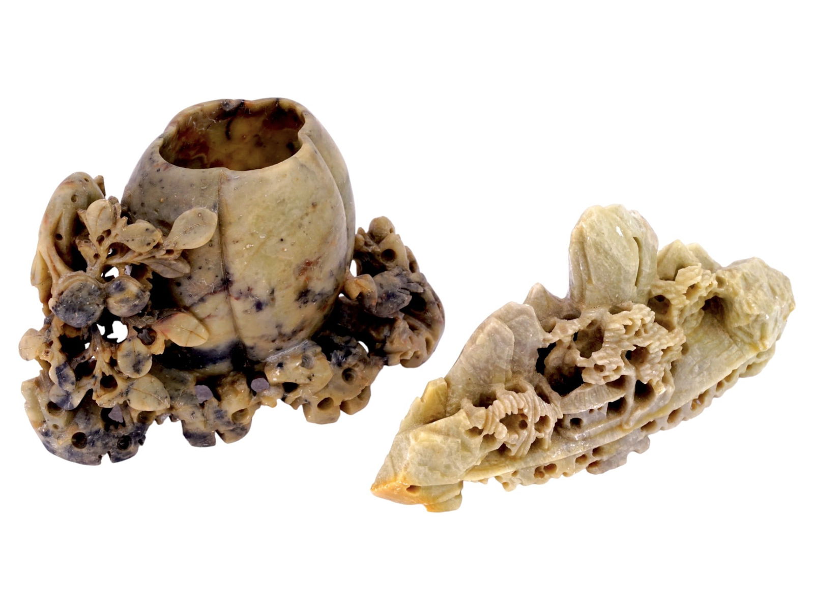 CHINESE HAND CARVED SOAPSTONE STAND DECORATIONS (1 of 5)