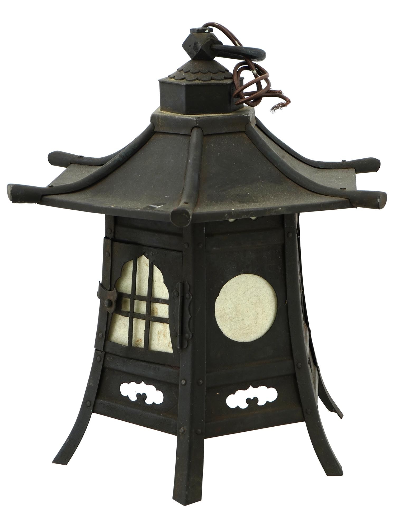 ANTIQUE JAPANESE WROUGHT IRON PAGODA LANTERN (1 of 5)
