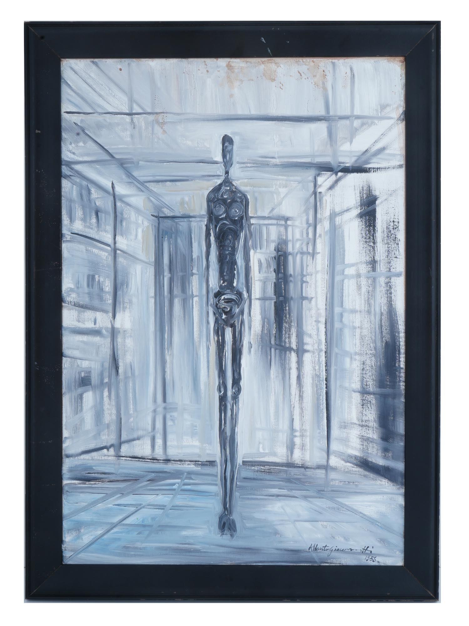 ATTR TO ALBERTO GIACOMETTI SURREAL OIL PAINTING (1 of 4)