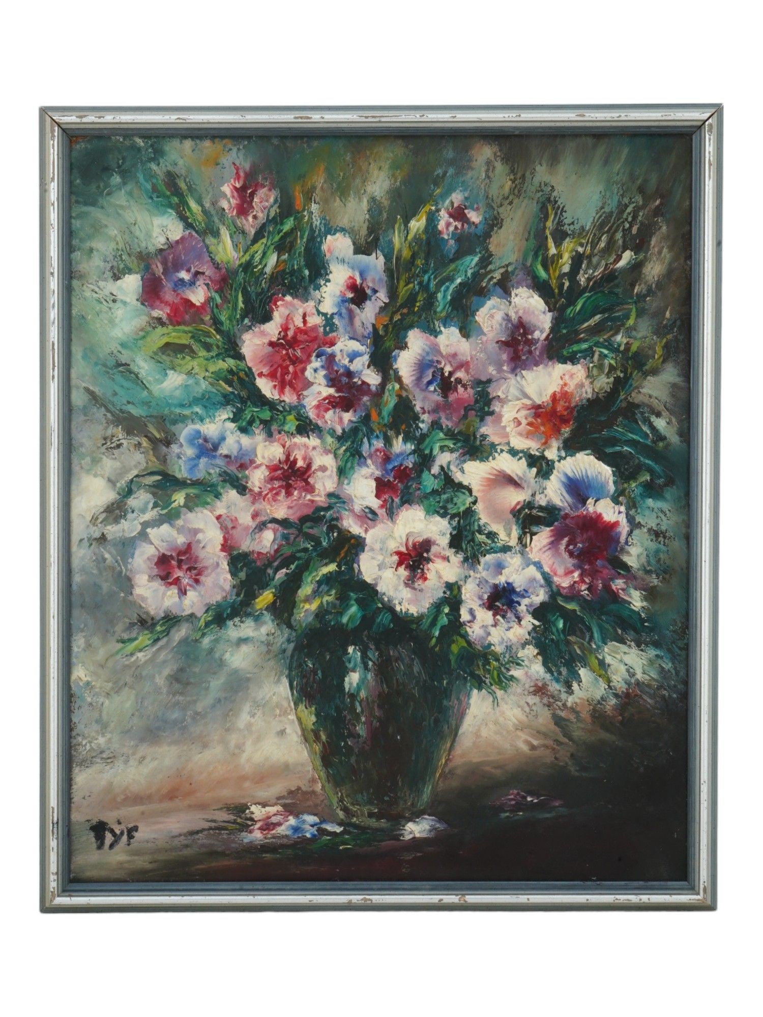 FRENCH STILL LIFE OIL PAINTING ATTR TO MARCEL DYF: An oil on board painting attributed to Marcel Dyf, French, 1899 to 1985. The artwork depicts a Post Impressionist still life with a lush bouquet of flowers. Signed lower left. Bears a Rennes Encheres