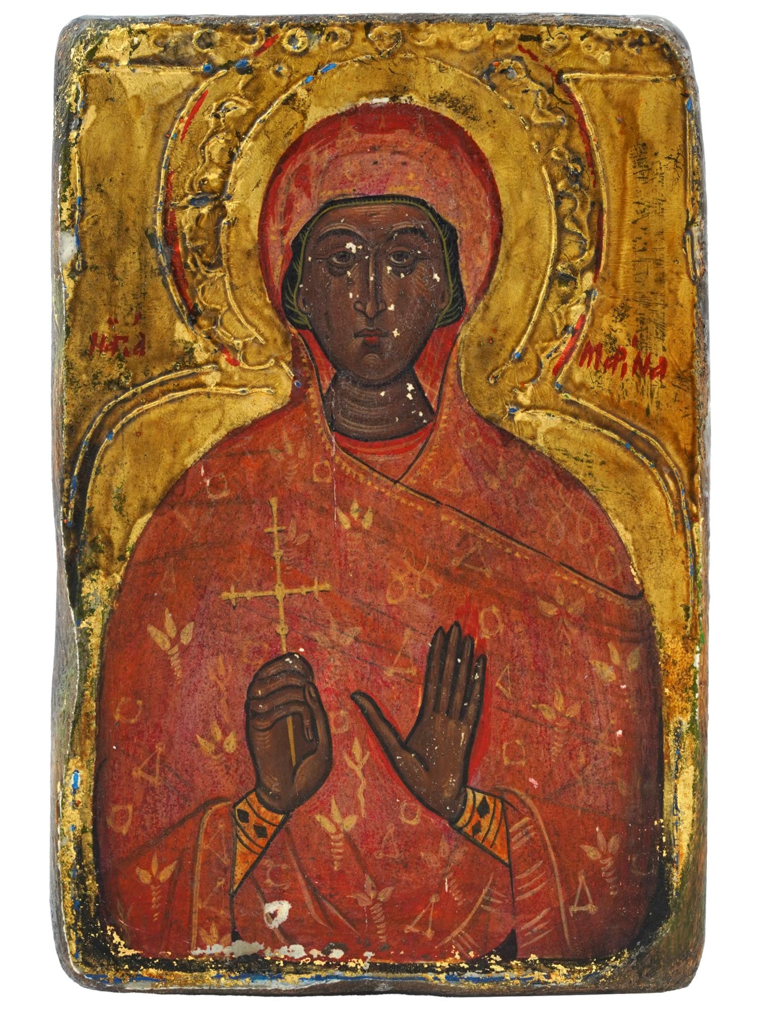 ANTIQUE BULGARIAN ORTHODOX ICON OF SAINT MARINA (1 of 8)