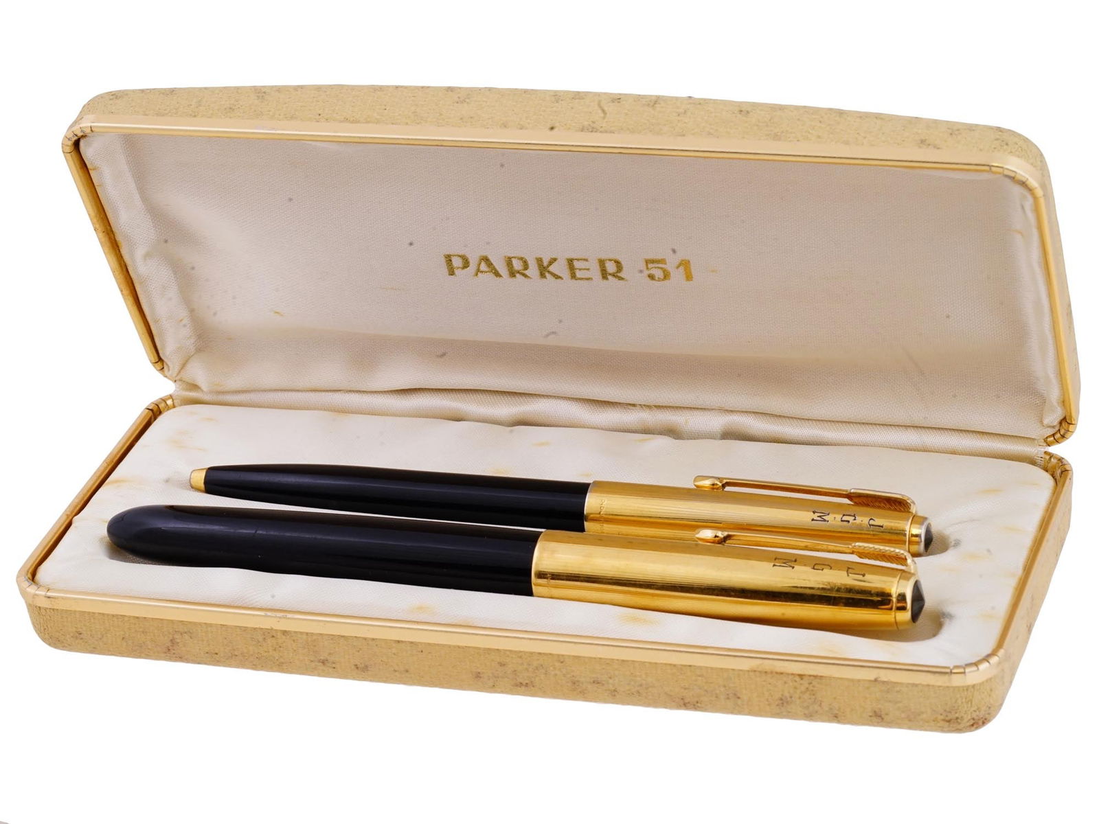 PARKER 51 GOLD PLATED SET FOUNTAIN BALLPOINT PEN (1 of 9)