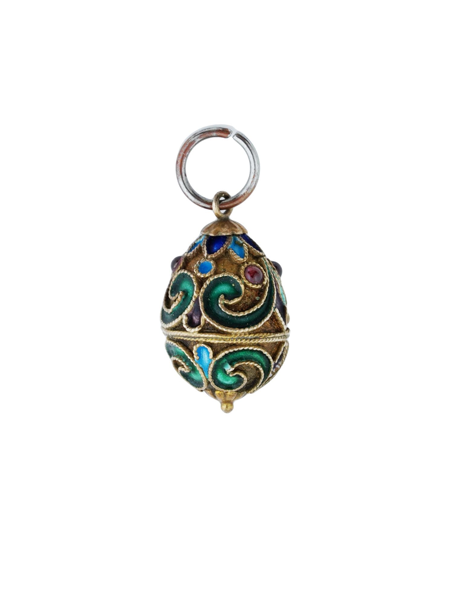 RUSSIAN GILT SILVER CLOISONNE ENAMEL EGG PENDANT (1 of 2)