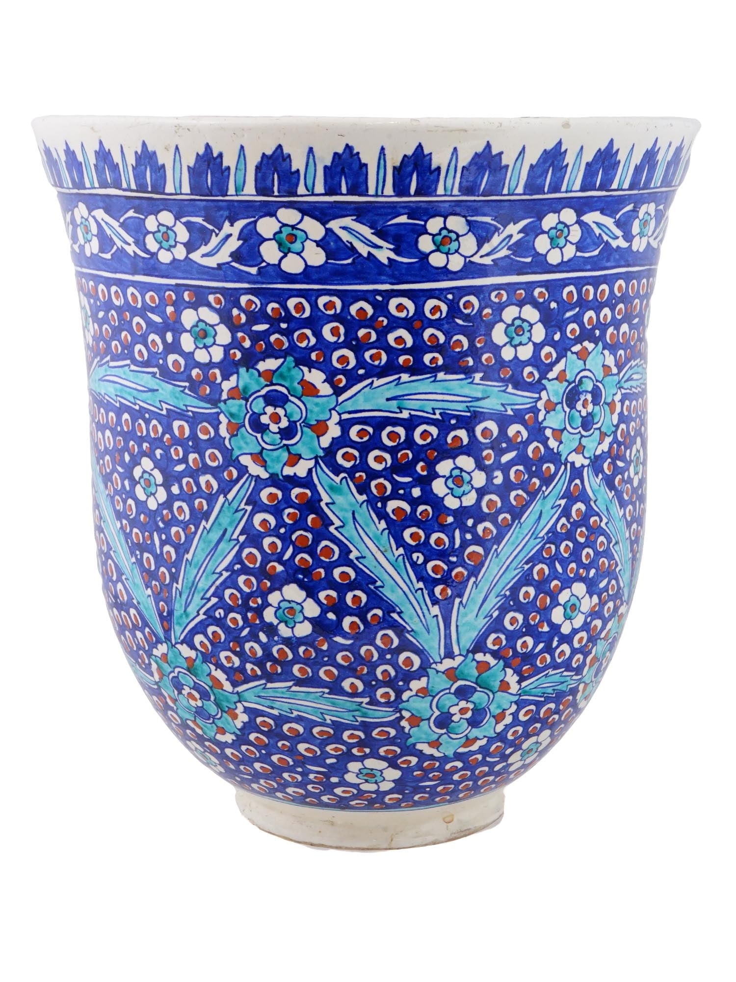 19TH LARGE ANTIQUE IZNIK STYLE PLANTER POT (1 of 4)