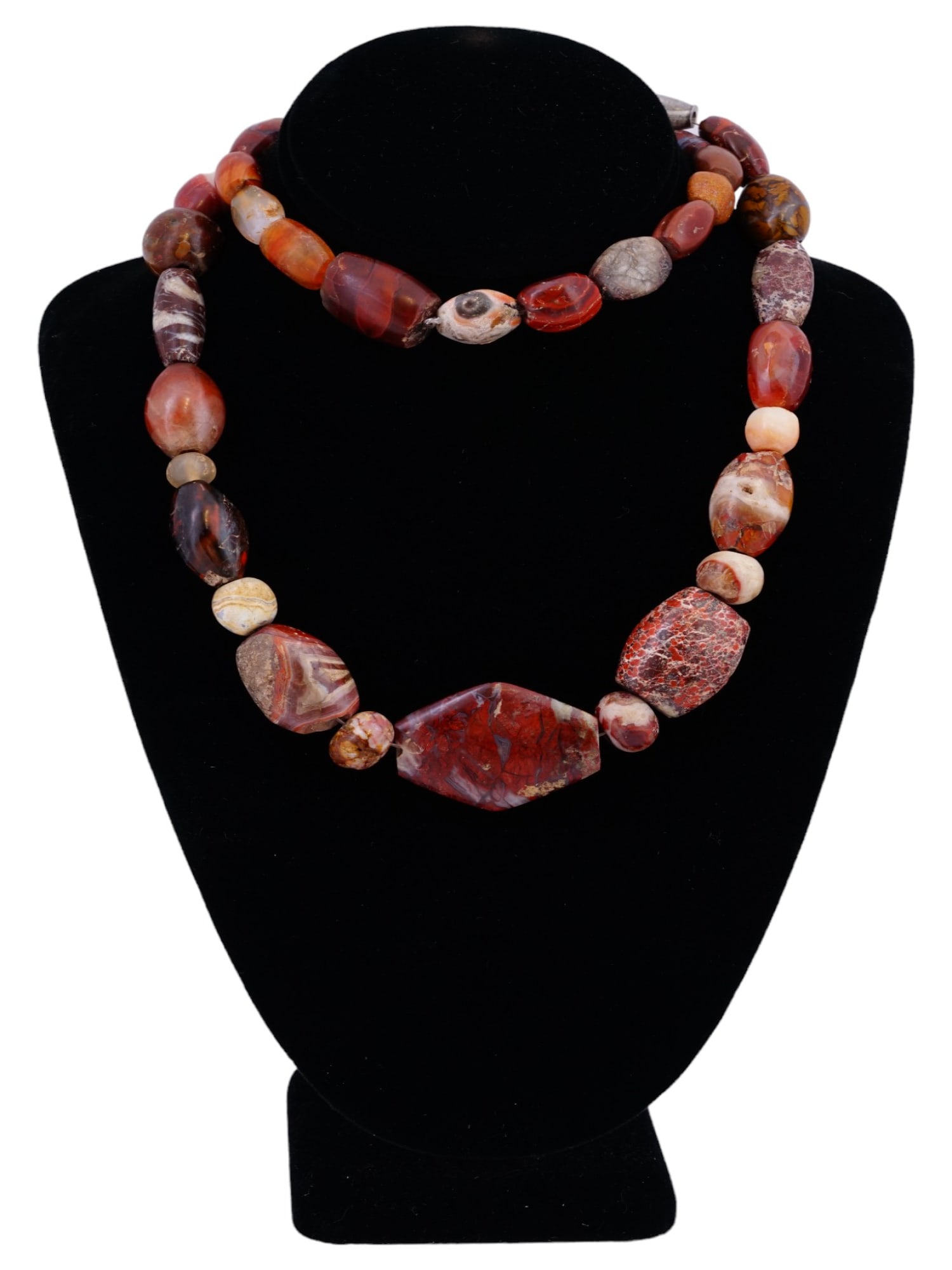 ANCIENT AGATE CARNELIAN AND JASPER BEADS NECKLACE (1 of 5)
