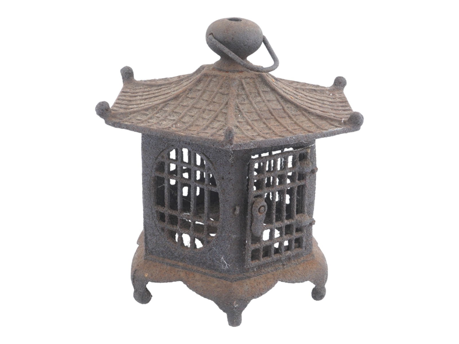 ANTIQUE JAPANESE WROUGHT IRON PAGODA LANTERN (1 of 4)