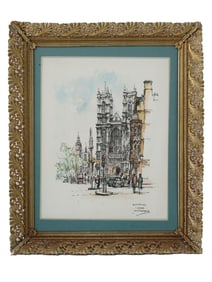 DUTCH LONDON CITYSCAPE LITHOGRAPH BY JAN KORTHALS