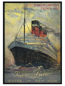 VINTAGE PAQUEBOT PARIS POSTER AFTER ALBERT SEBILLE