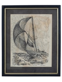 AMERICAN SAIL BOAT LITHOGRAPH BY SCOTT KENNEDY