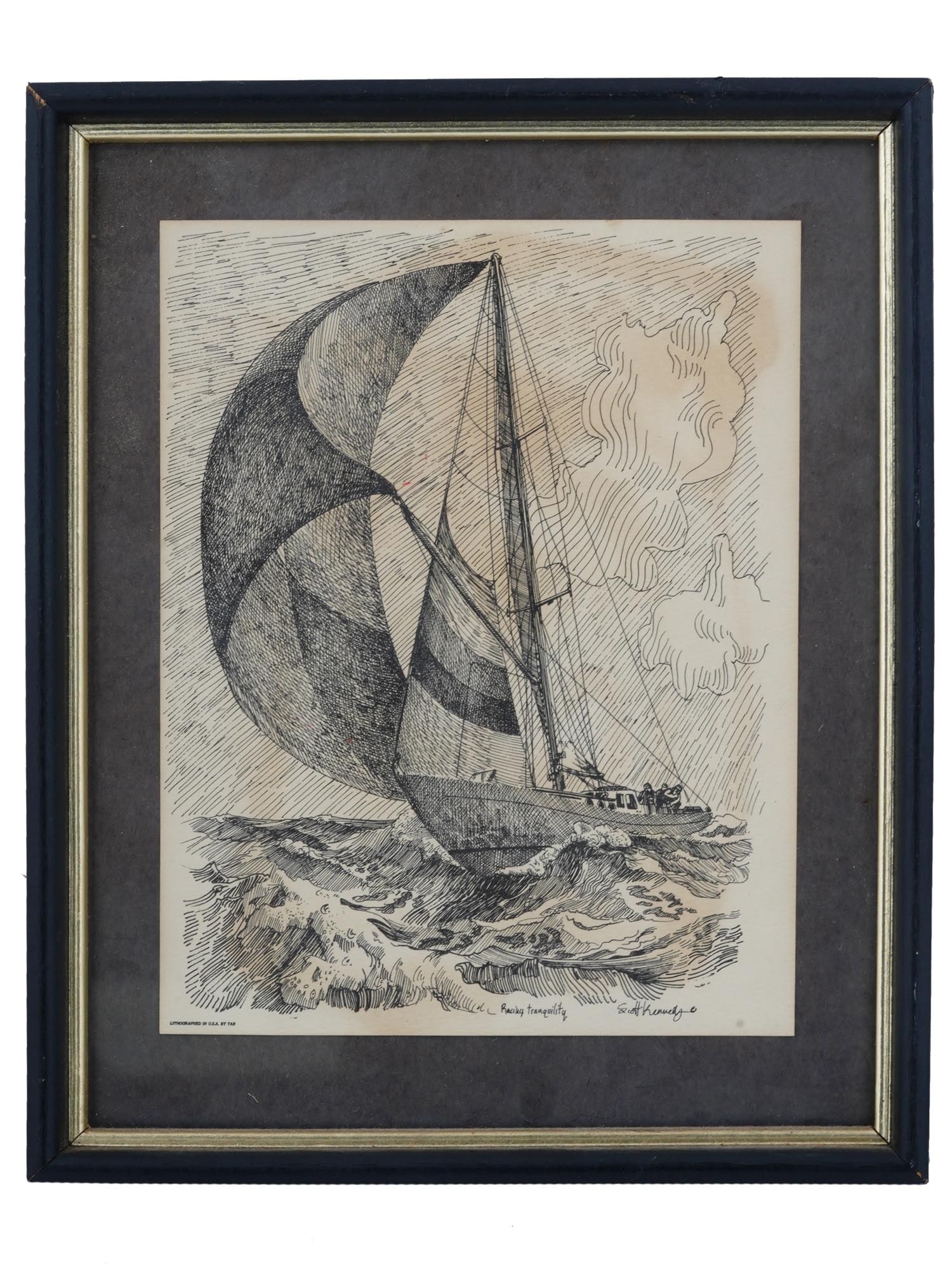 AMERICAN SAIL BOAT LITHOGRAPH BY SCOTT KENNEDY (1 of 6)