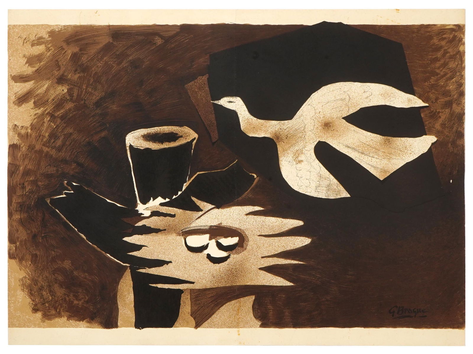 1956 FRENCH COLOR LITHOGRAPH BY GEORGES BRAQUE (1 of 6)