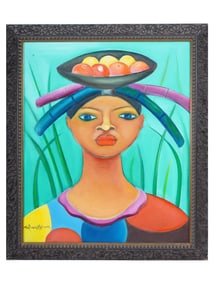 HAITIAN PORTRAIT OIL PAINTING BY ALPHONSE FRITZNER