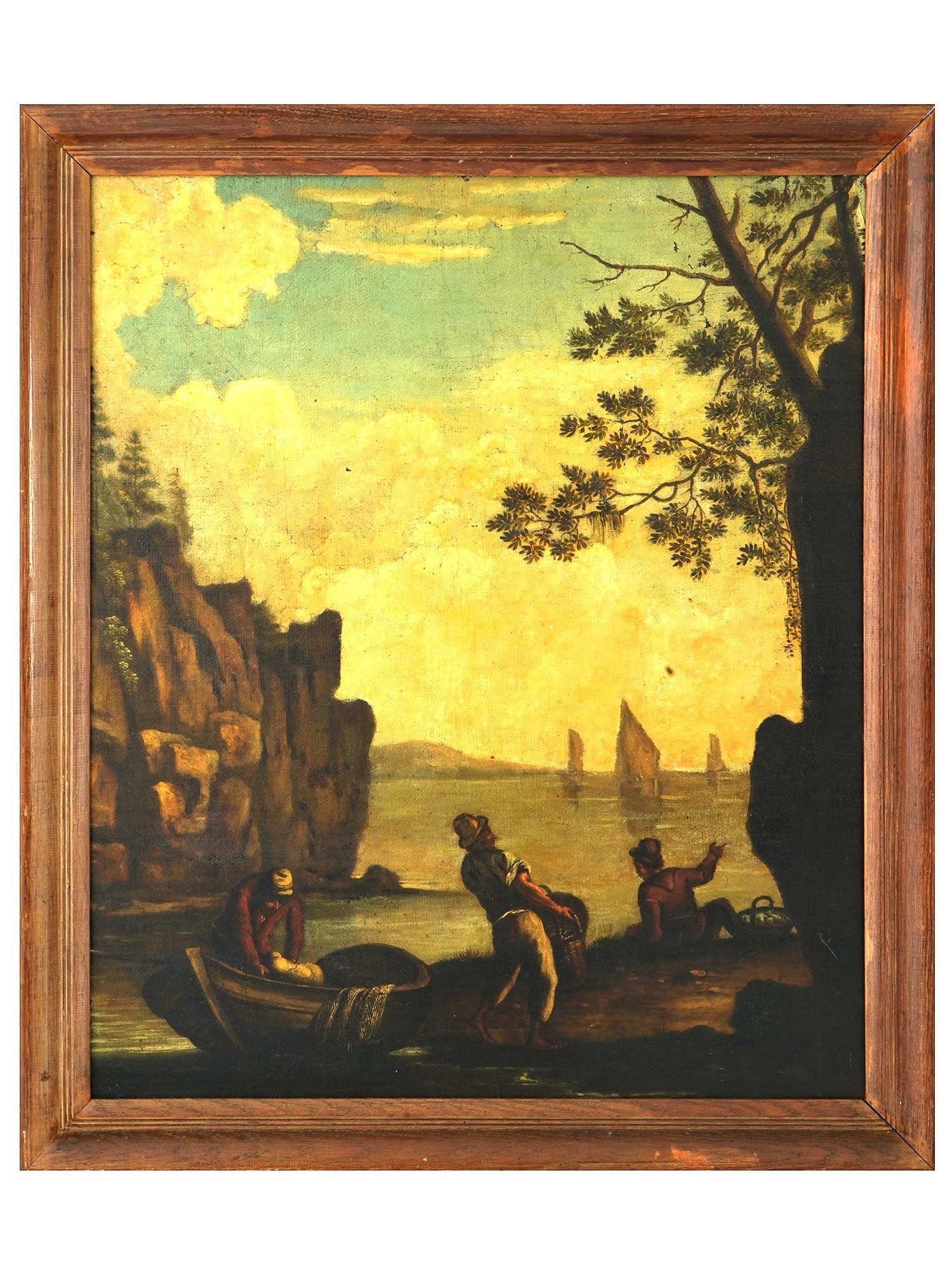 ANTIQUE EUROPEAN SCHOOL GENRE OIL PAINTING 18TH C (1 of 5)