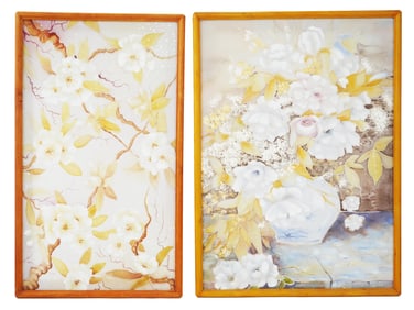 CHINESE MANNER MIXED MEDIA PAINTINGS ON SILK FRAMED