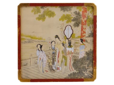 JAPANESE GEISHA WATERCOLOR AND INK PAINTING FRAMED