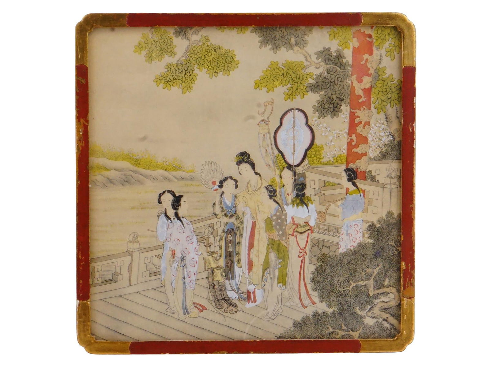 JAPANESE GEISHA WATERCOLOR AND INK PAINTING FRAMED (1 of 6)