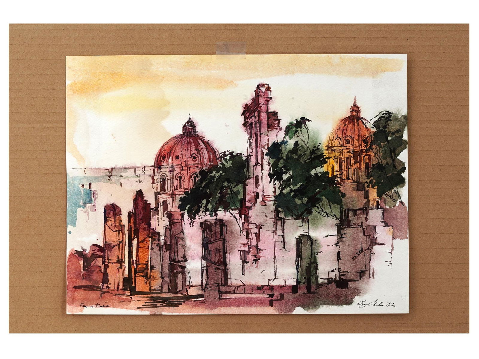 ITALIAN ROMAN WATERCOLOR PAINTING BY JAY DALIE (1 of 5)