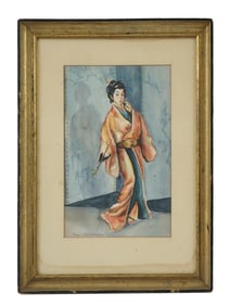 ORIENTAL WATERCOLOR PAINTING BY PEGGY LORA WOODBURN