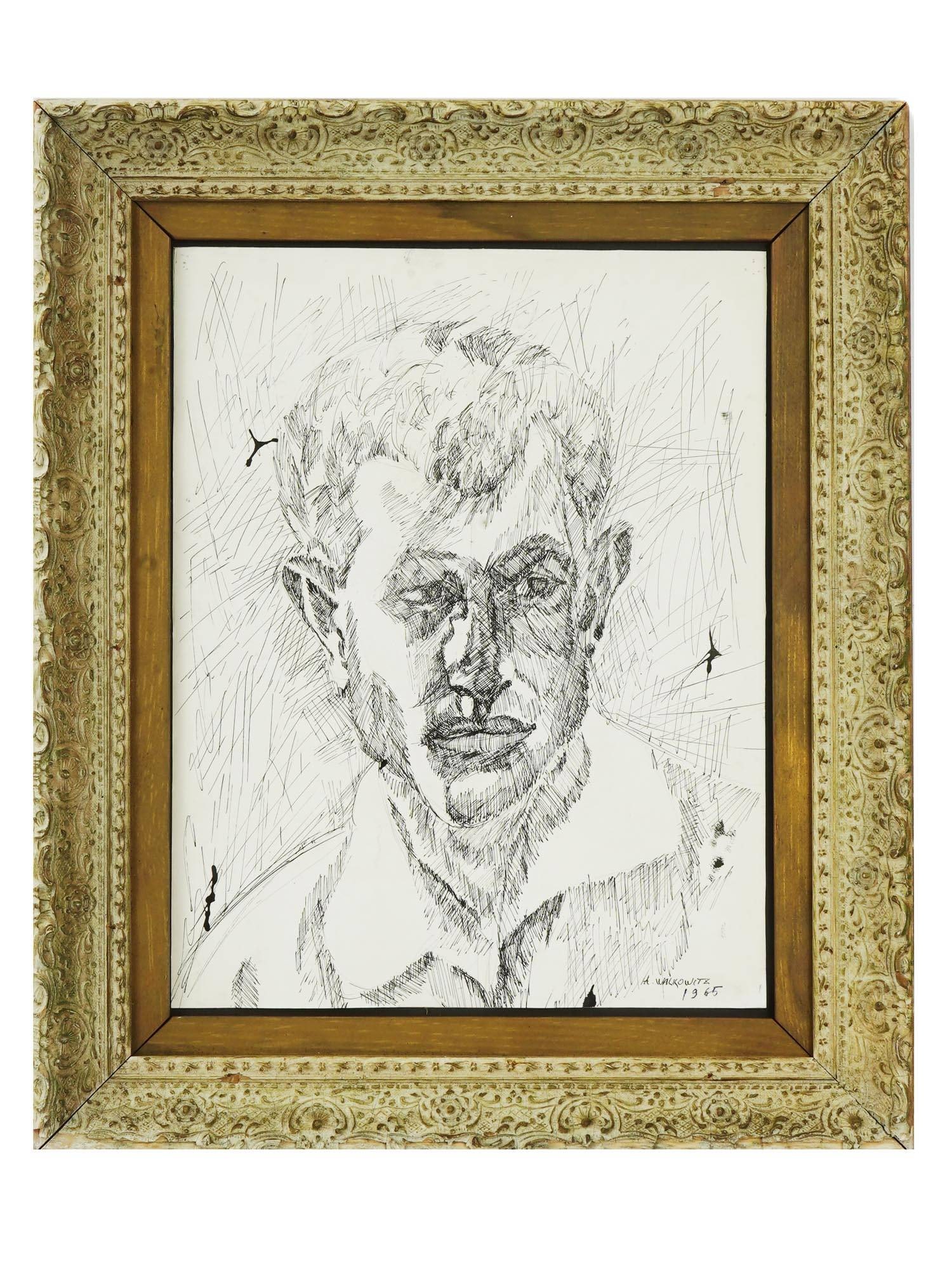 MALE PORTRAIT INK DRAWING BY ABRAHAM WALKOWITZ (1 of 5)