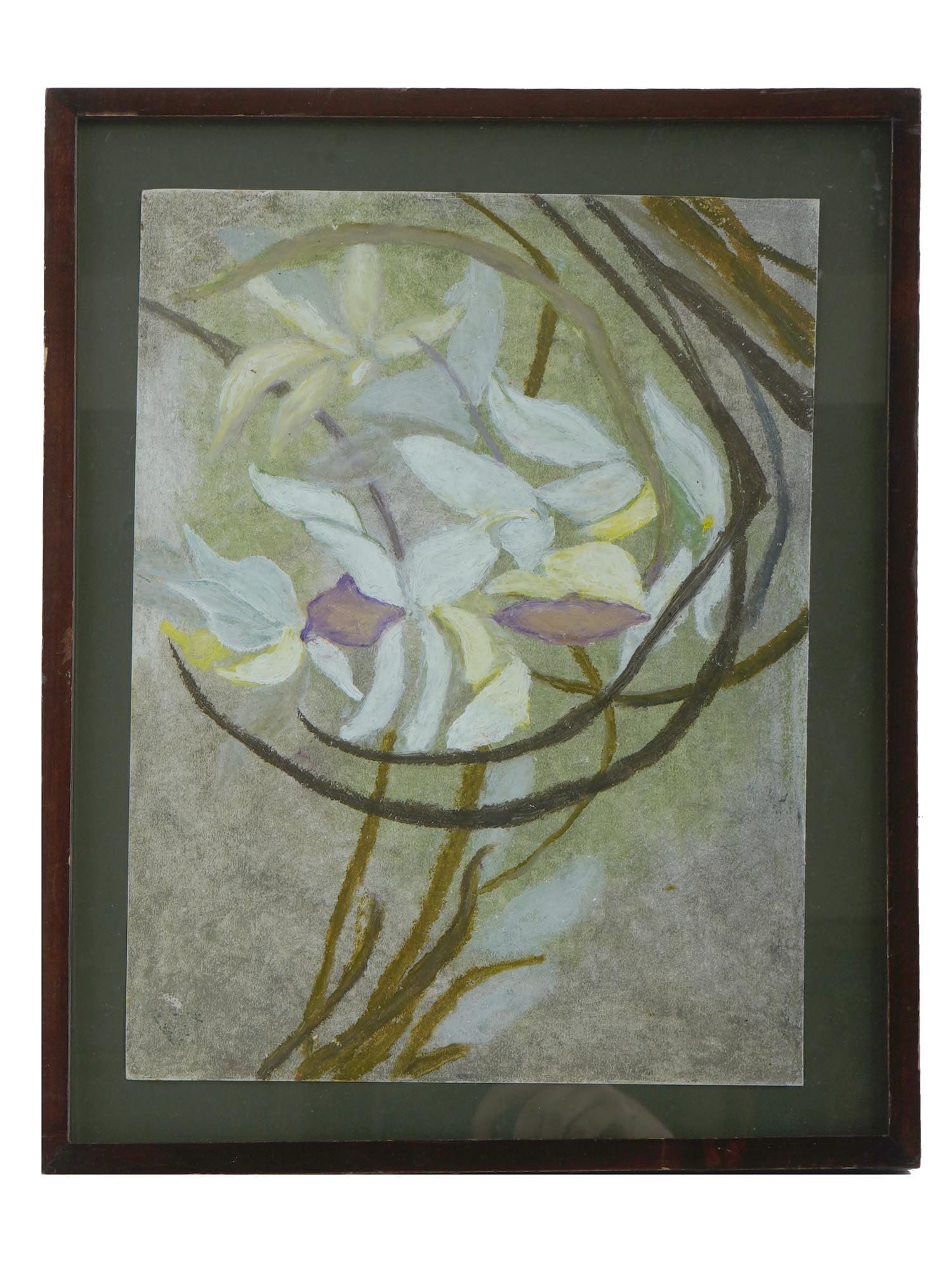 ATTR SUSAN MOSS AMERICAN FLORAL MIXED MEDIA PAINTING (1 of 5)