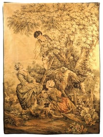 ANTIQUE 19TH C FRENCH ROCOCO JACQUARD TAPESTRY