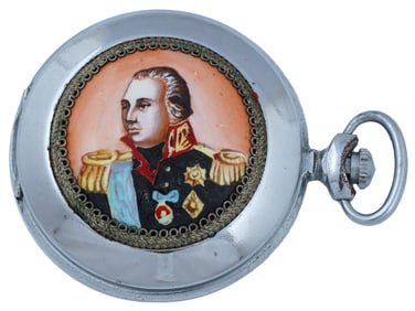 RUSSIAN SOVIET ERA MOLNIJA ENAMELED POCKET WATCH