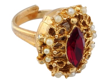 1960S GENEVE 14K GOLD PLATED GEMSTONE RING WATCH