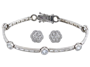 925 STERLING SILVER TENNIS BRACELET WITH EARRINGS
