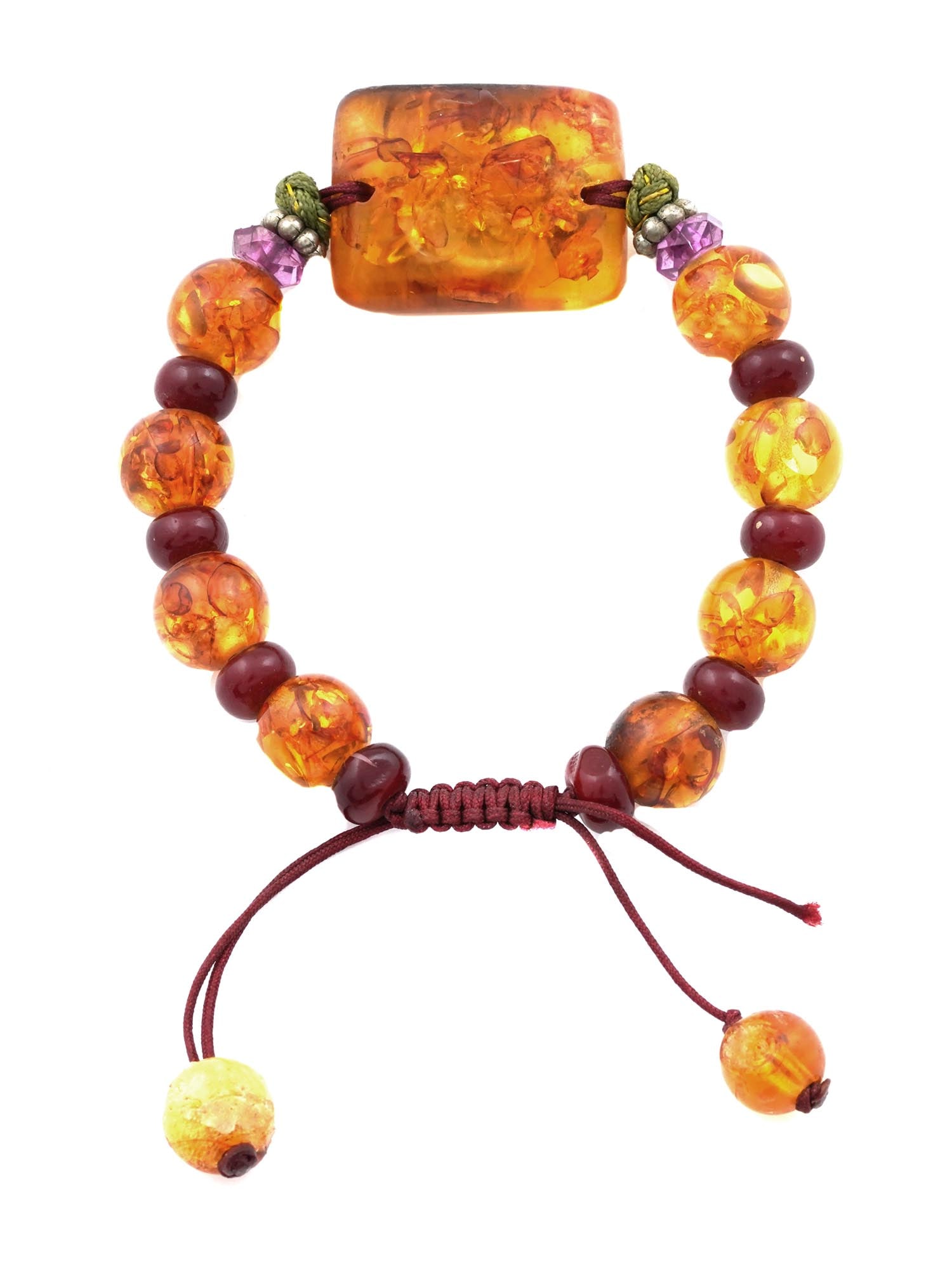 CLASSIC ASIAN MANNER BEADED CARVED AMBER BRACELET (1 of 4)