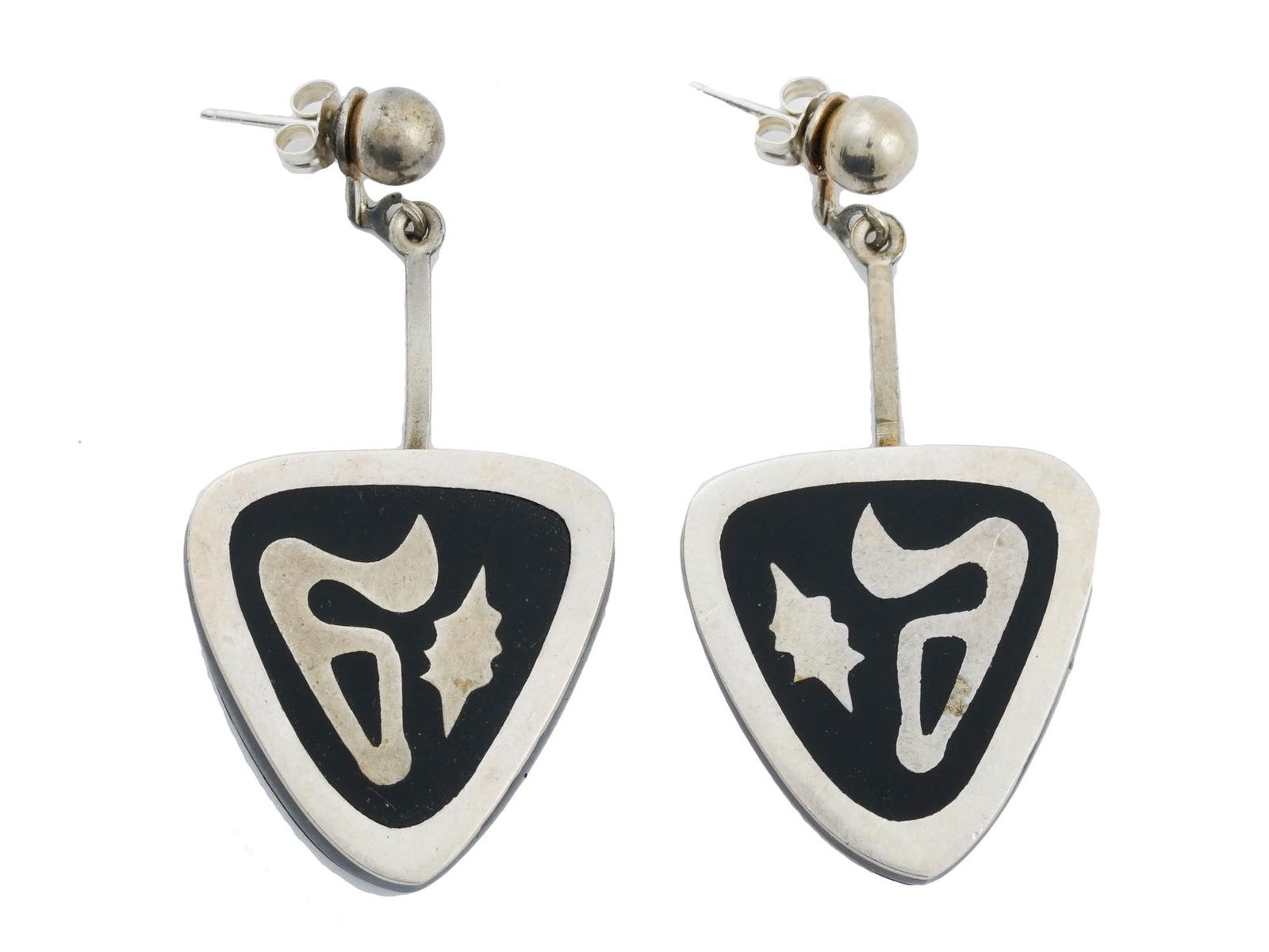 VINTAGE MEXICAN STERLING SILVER DANGLE EARRINGS (1 of 4)