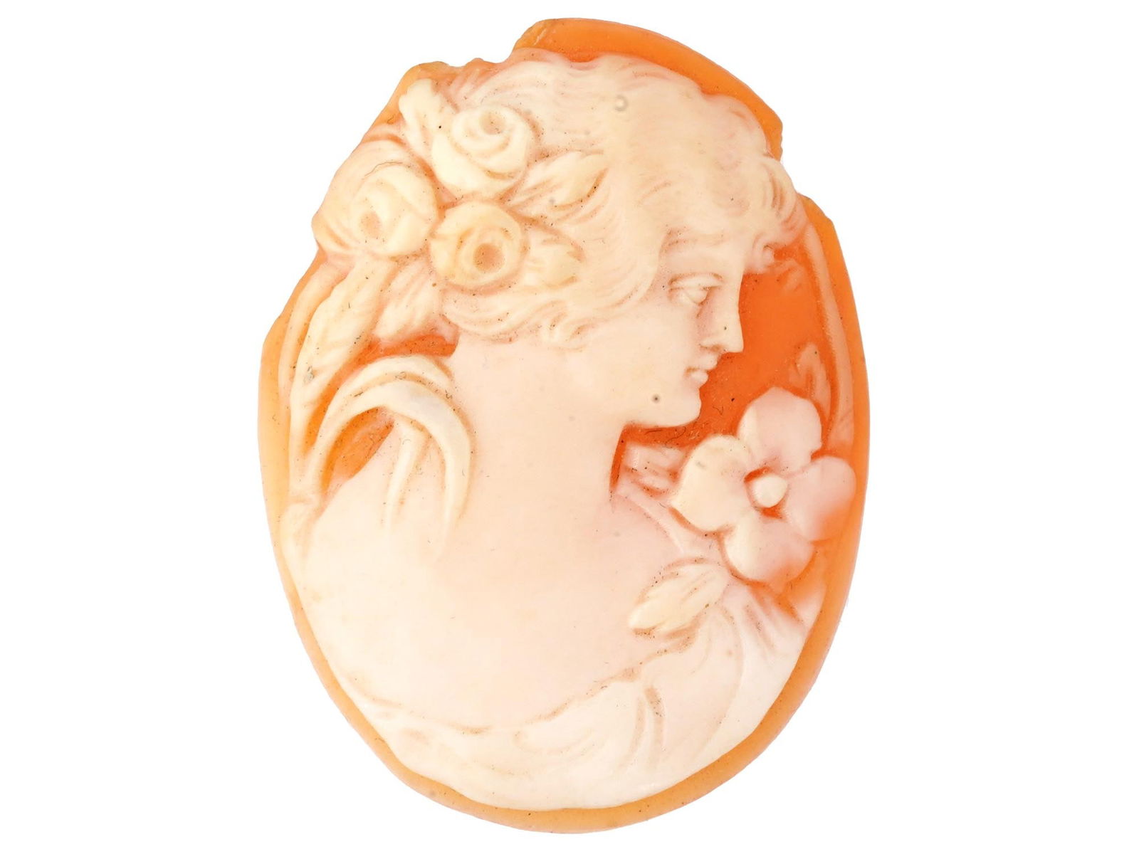 VICTORIAN MANNER PORTRAIT CARNELIAN SHELL CAMEO (1 of 3)