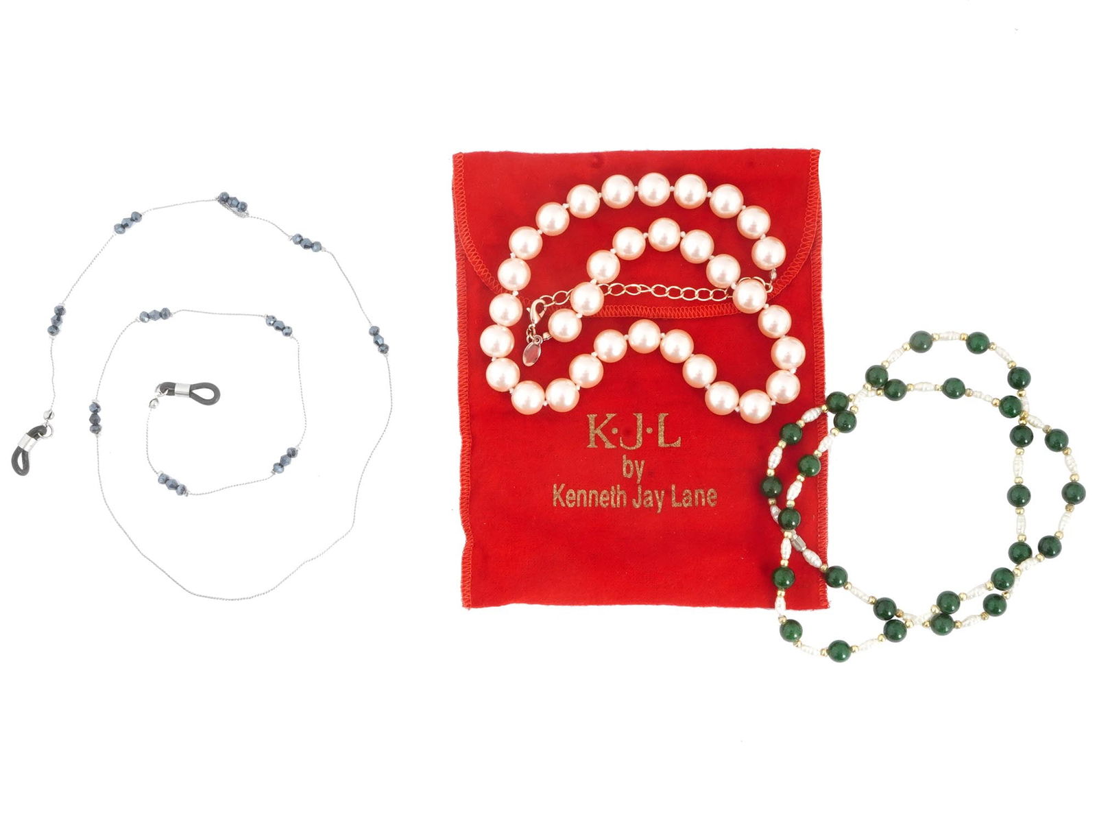 VINTAGE GEMSTONE PEARL NECKLACES AND GLASSES CHAIN (1 of 7)