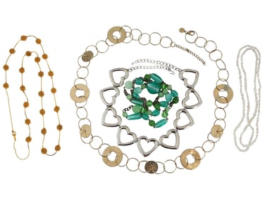 VINTAGE STATEMENT BEADED AND LINK CHAIN NECKLACES