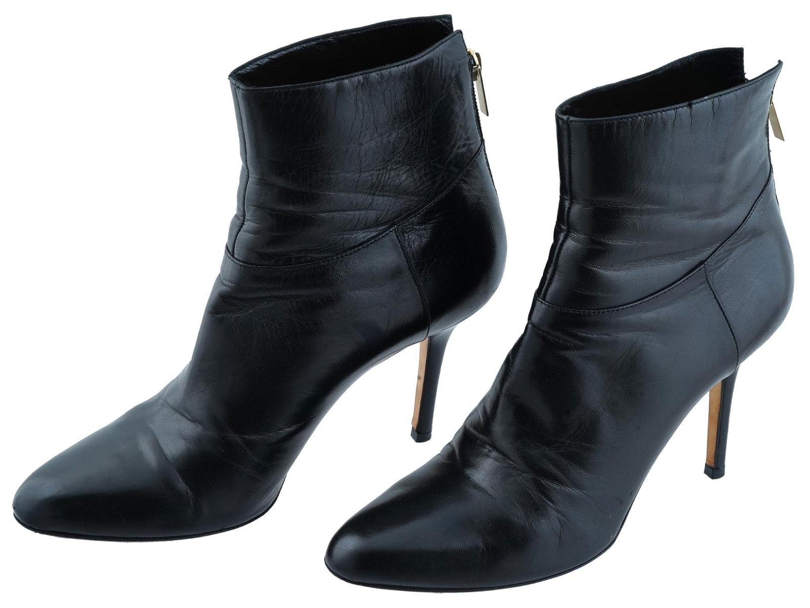 ITALIAN JIMMY CHOO WOMEN BLACK LEATHER ANKLE BOOTS (1 of 8)