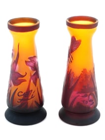 VINTAGE FRENCH CAMEO GLASS VASES AFTER EMILE GALLE