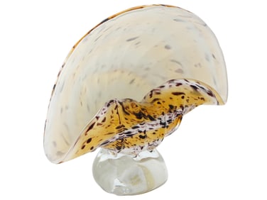 LARGE VINTAGE ART GLASS  SEASHELL DECORATION