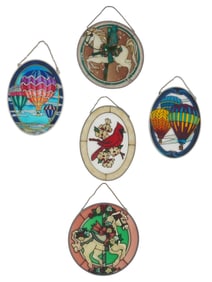 FIVE STAINED GLASS SUNCATCHERS  JOAN BAKER AMIA