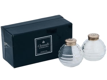 CHRISTOFLE STERLING GLASS SALT AND PEPPER SHAKERS